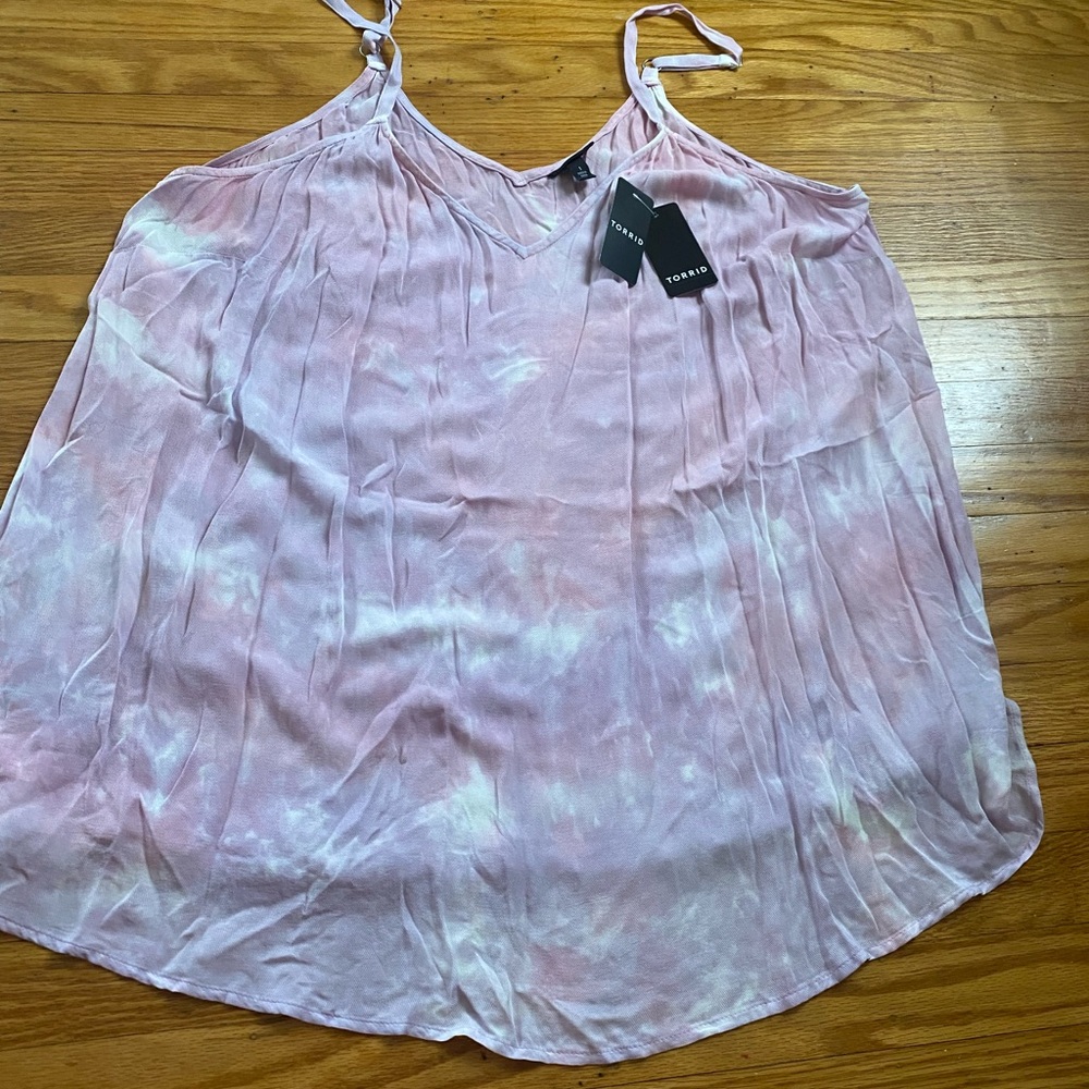 Torrid Pink and White tie dye Camisole tank top women’s sz 1x bew - Picture 5 of 11